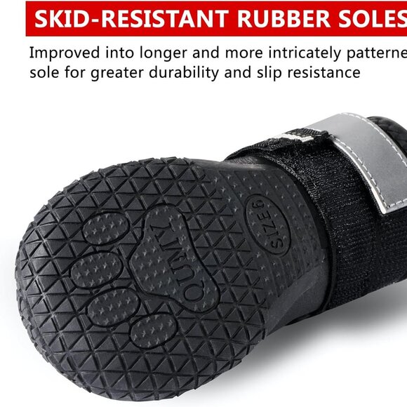 Dog booties - Qumypets - Black Size 1 ~ Rugged Neoprene Paw Protection Boots - Picture 3 of 8